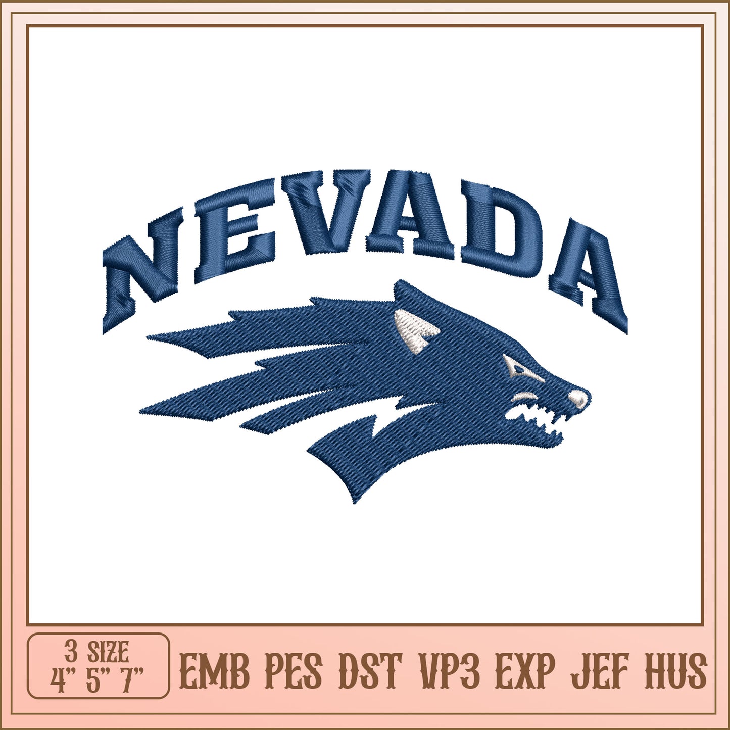 Nevada Wolf Embroidery Design