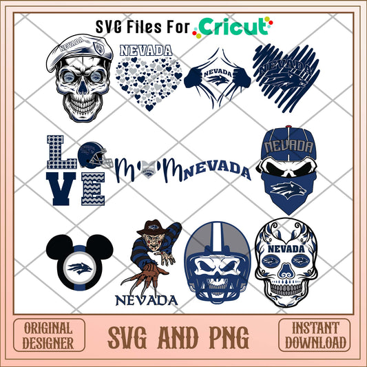Nevada Wolf Pack skull svg, Nevada Wolf Pack svg bundle, NCAA svg