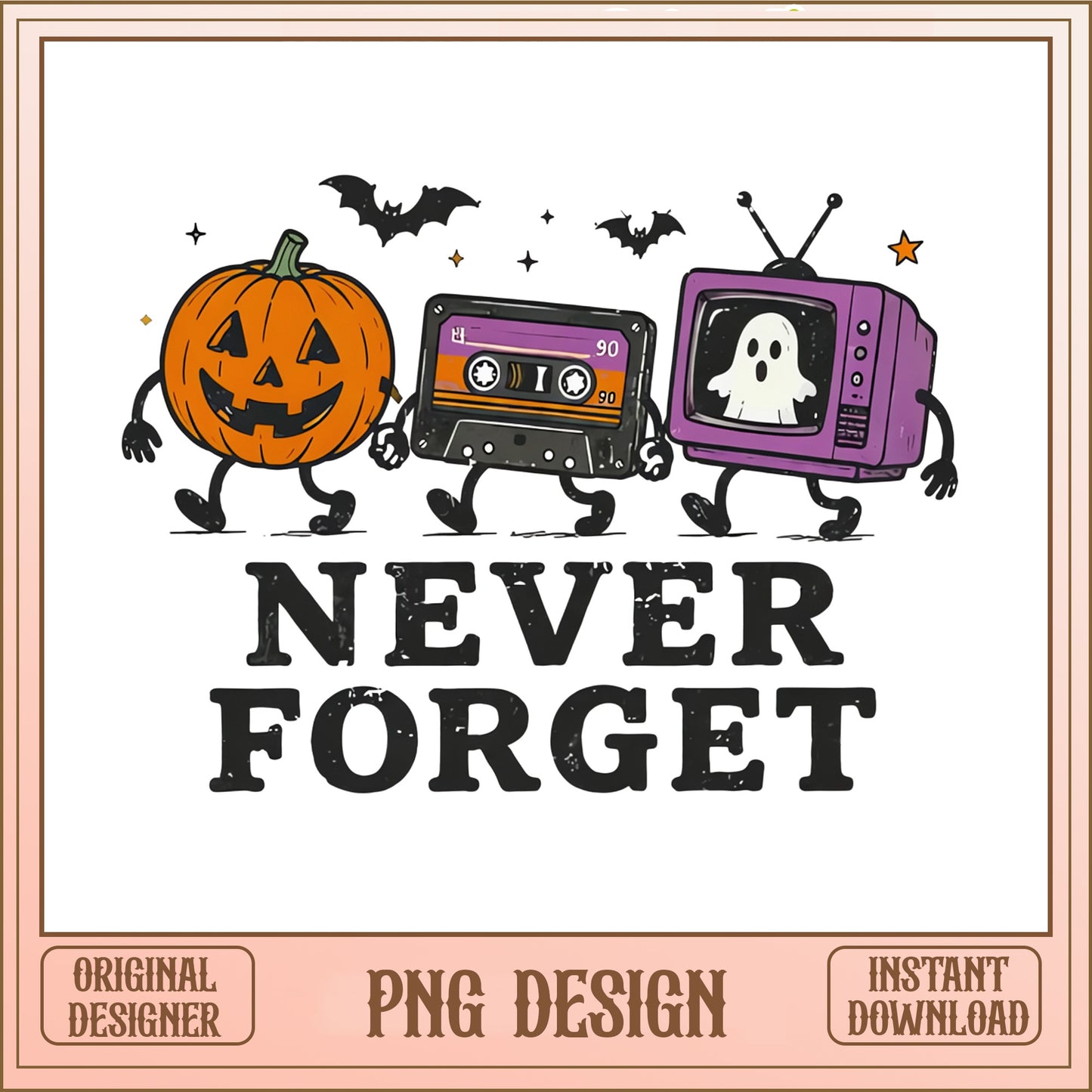 Never Forget Halloween PNG, Retro Halloween Pumpkin Ghost PNG, Spooky PNG