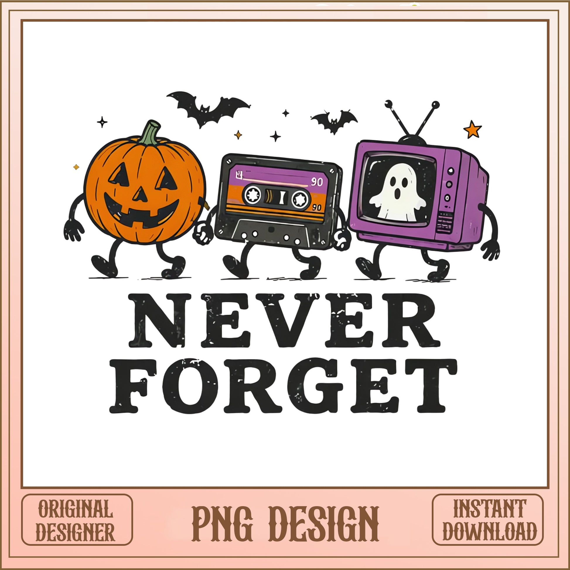 Never Forget Halloween PNG, Retro Halloween Pumpkin Ghost PNG, Spooky PNG
