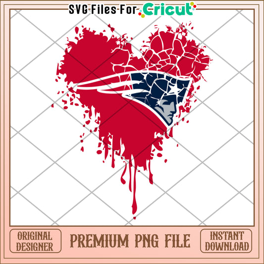 New England Patriots Heart Design, Perfect for Cricut Projects