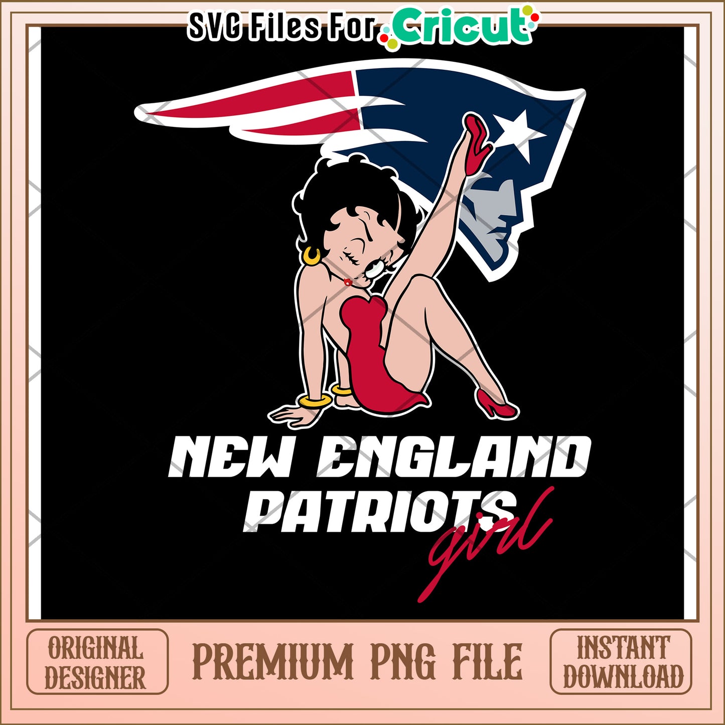 New England Patriots girl design for Cricut, premium PNG file download