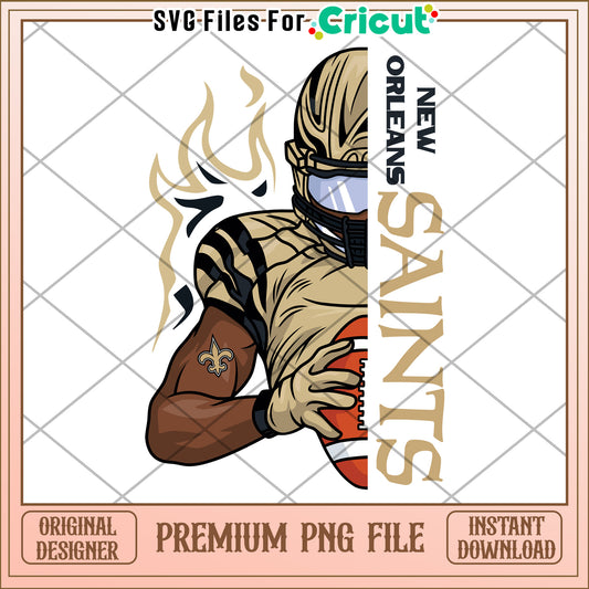 New Orleans Saints Football Player PNG Design, Perfect for Crafts