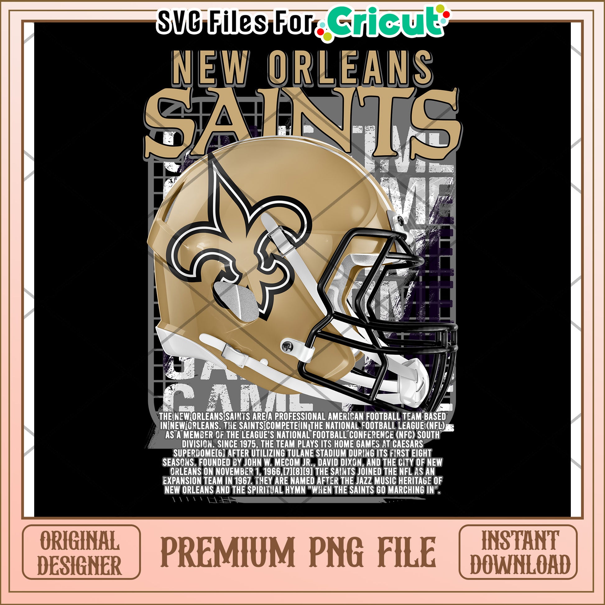 New Orleans Saints PNG File for Cricut, Perfect for Football Fans