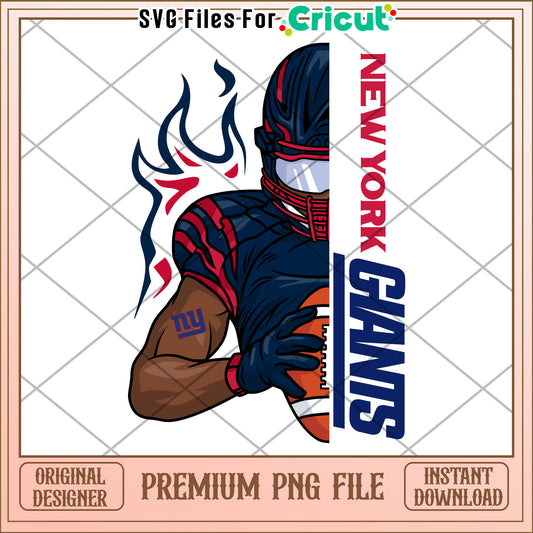 New York Giants Football Player PNG Design, Instant Download File