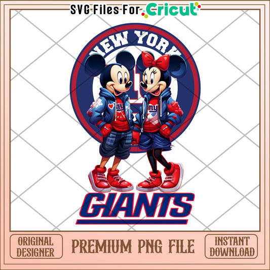 New York Giants Mickey Minnie PNG design for Cricut, instant download available