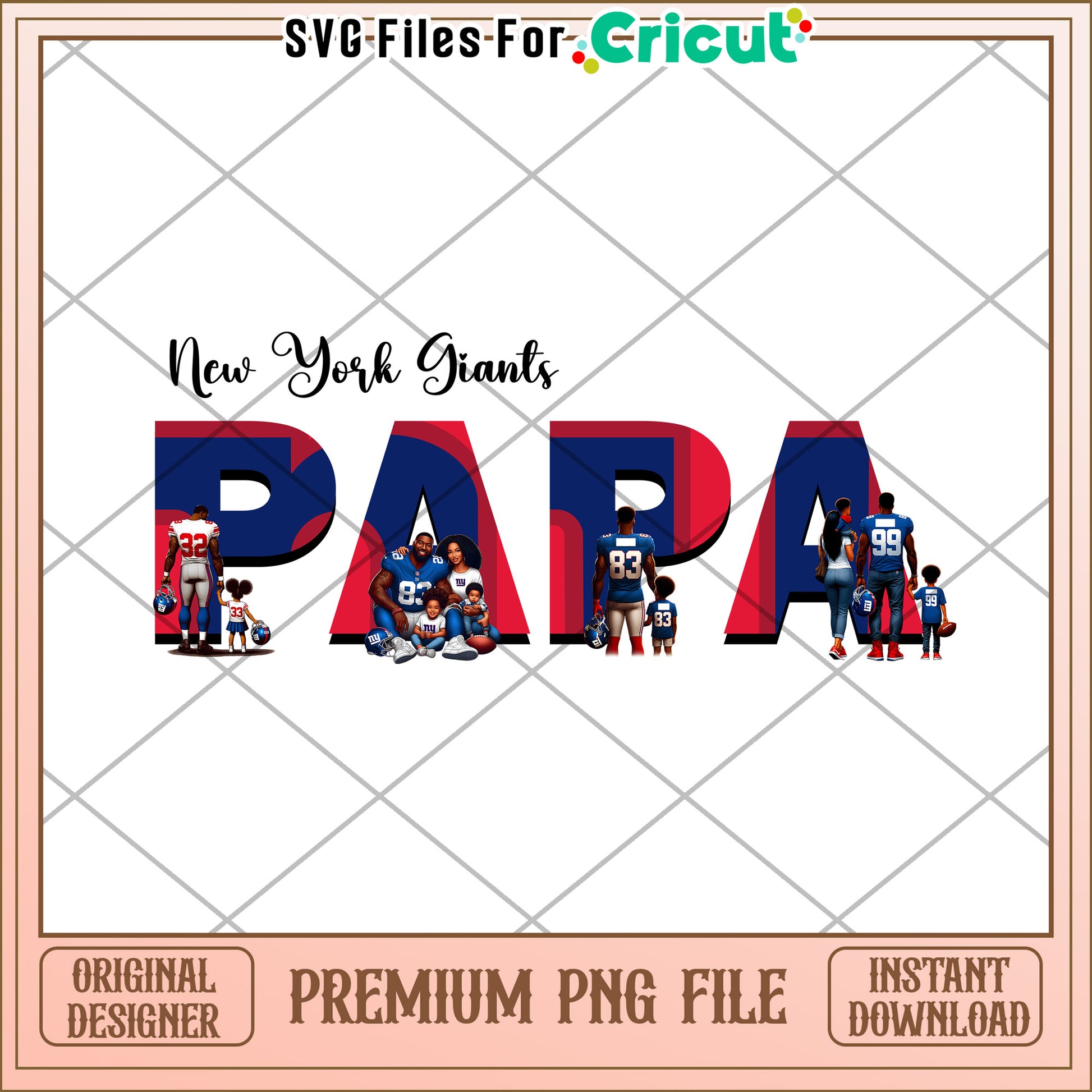 New York Giants Papa Family Design, Perfect for Cricut Projects