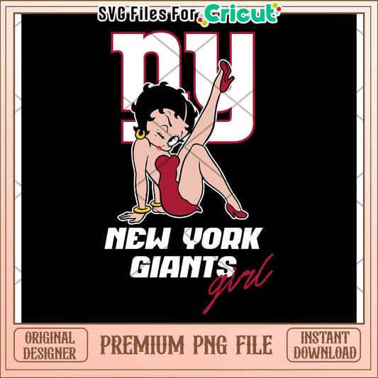 New York Giants girl graphic design for Cricut, stylish PNG file