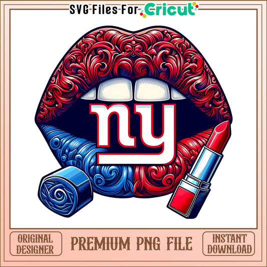 New York Giants vintage lips design png, New York Giants png, NFL png