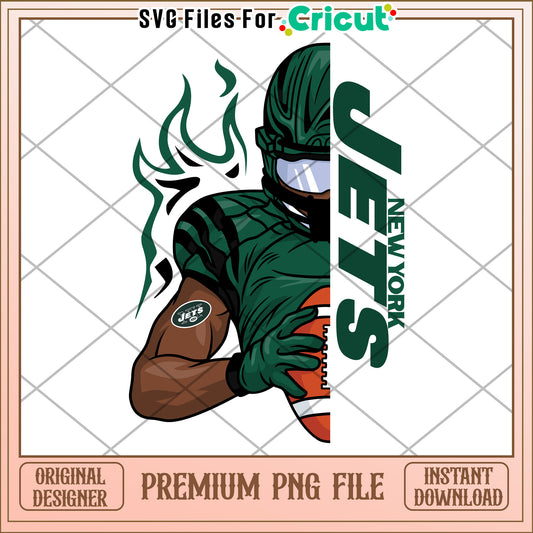 New York Jets Football Player Illustration, Premium PNG File Download