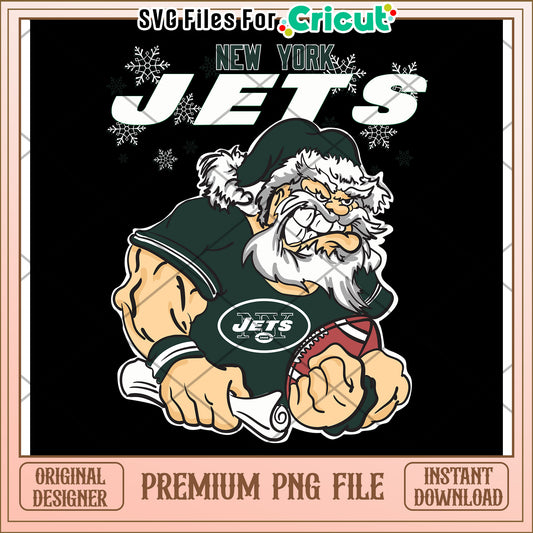 New York Jets Santa design png file, perfect for holiday crafts