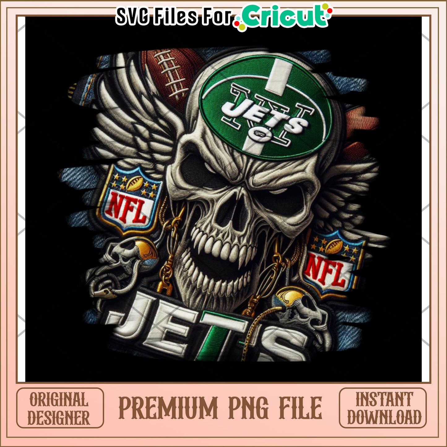 New York Jets Skull Design PNG File, Perfect for Crafting Projects