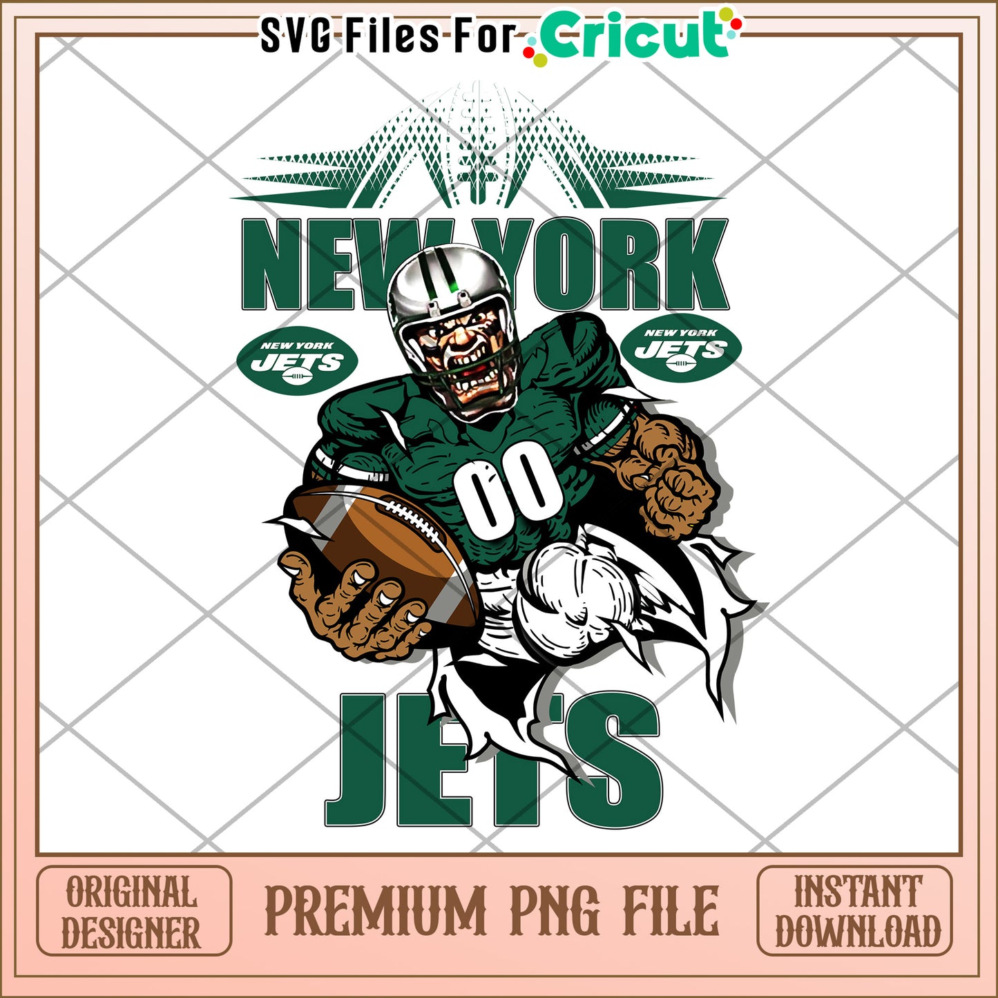 New York Jets football design for Cricut, premium PNG download