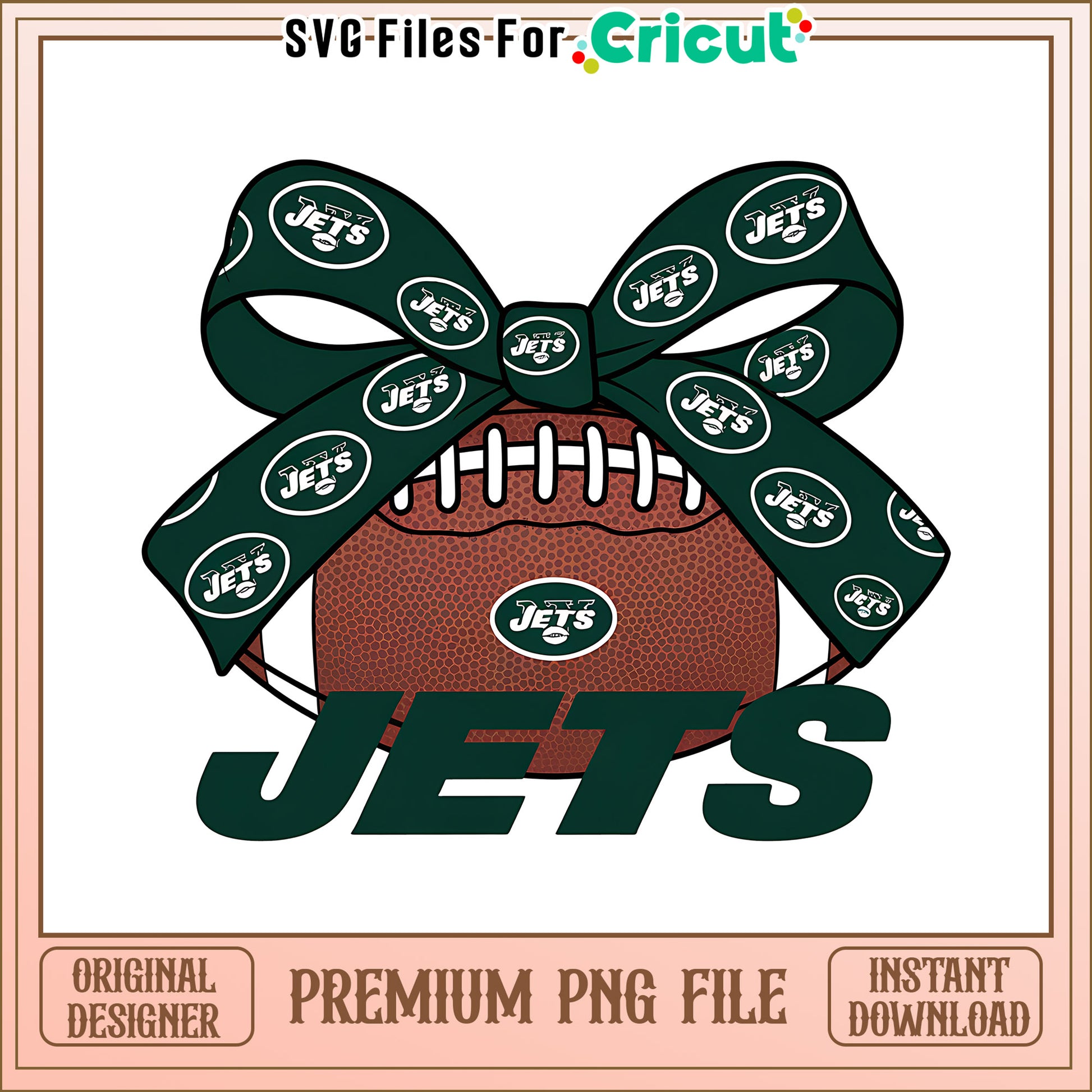 New York Jets rugby ball and bow png, New York Jets png, NFL png