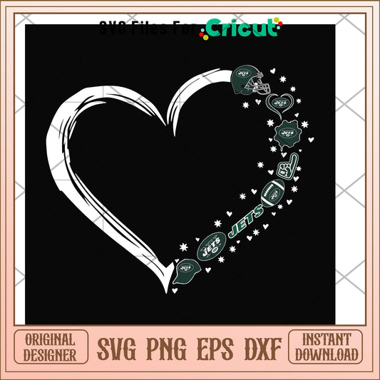 New York Jets heart shape svg, New York Jets svg, new nfl svg