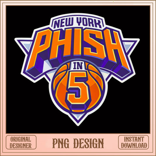 New York Phish In 5 Basketball PNG, Knicks Phish PNG, Fan Gift PNG