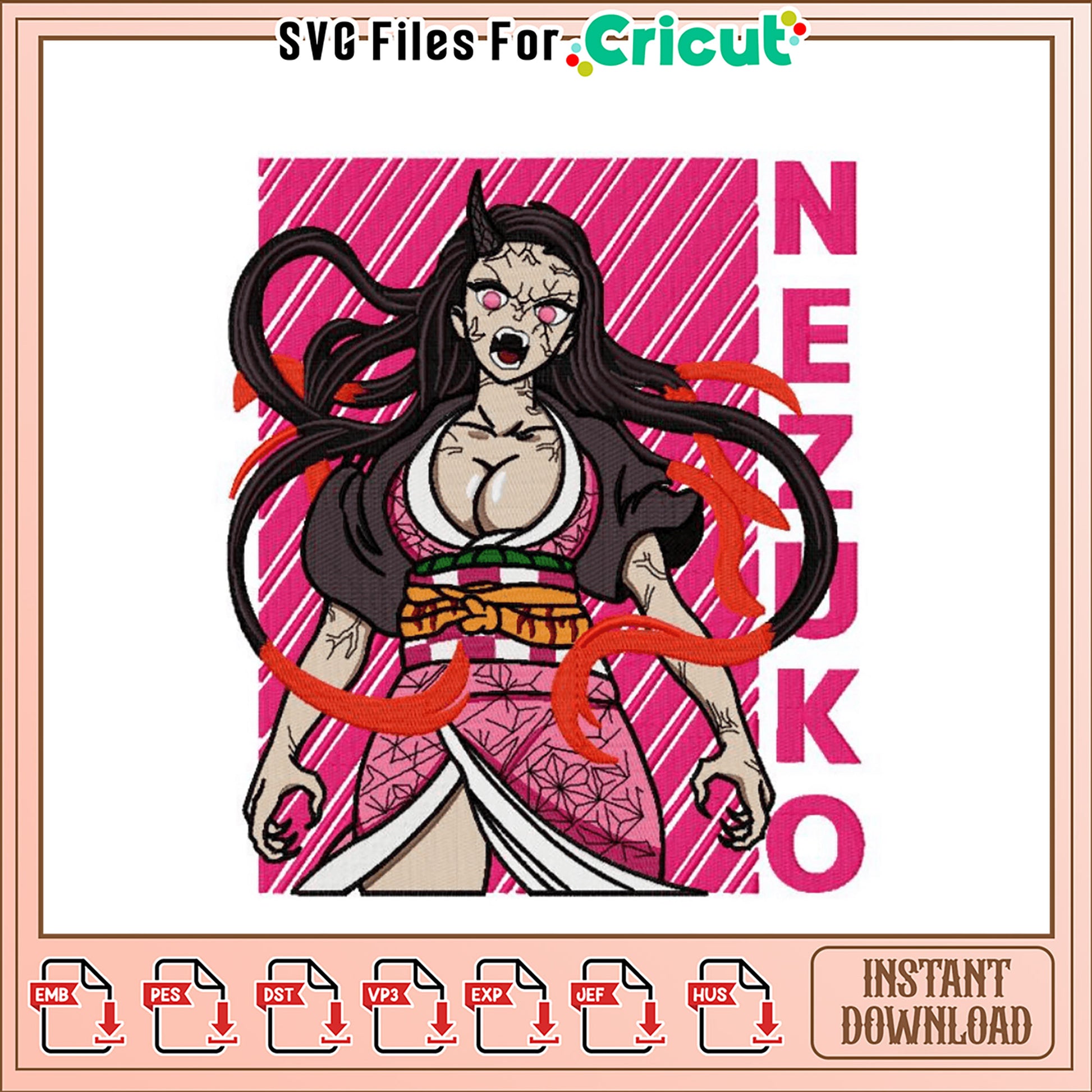 Nezuko Demon Slayer Embroidery Design
