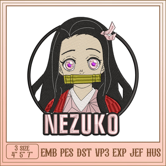 Nezuko Embroidery Design - 3 Sizes
