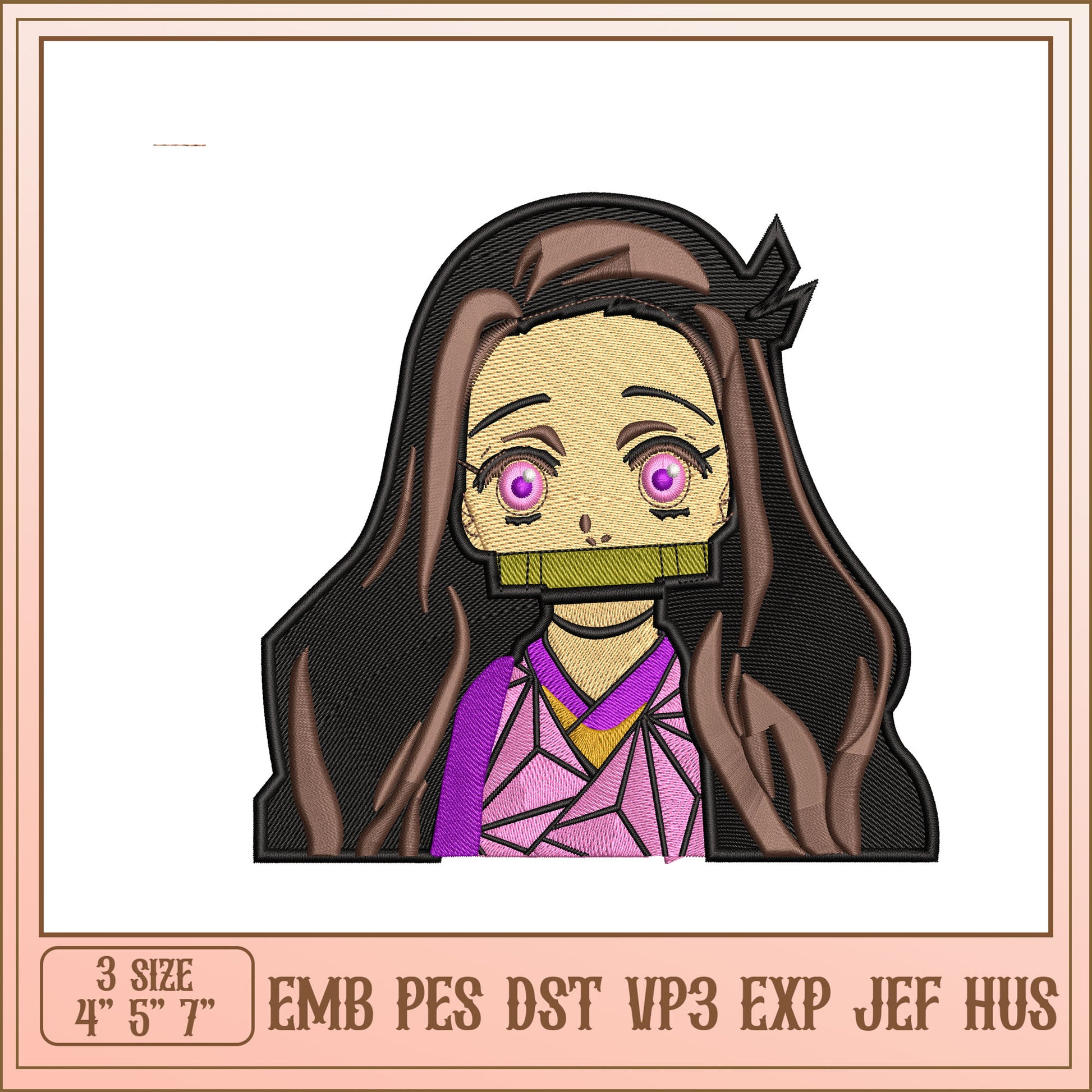 Nezuko Embroidery Design 3 Sizes