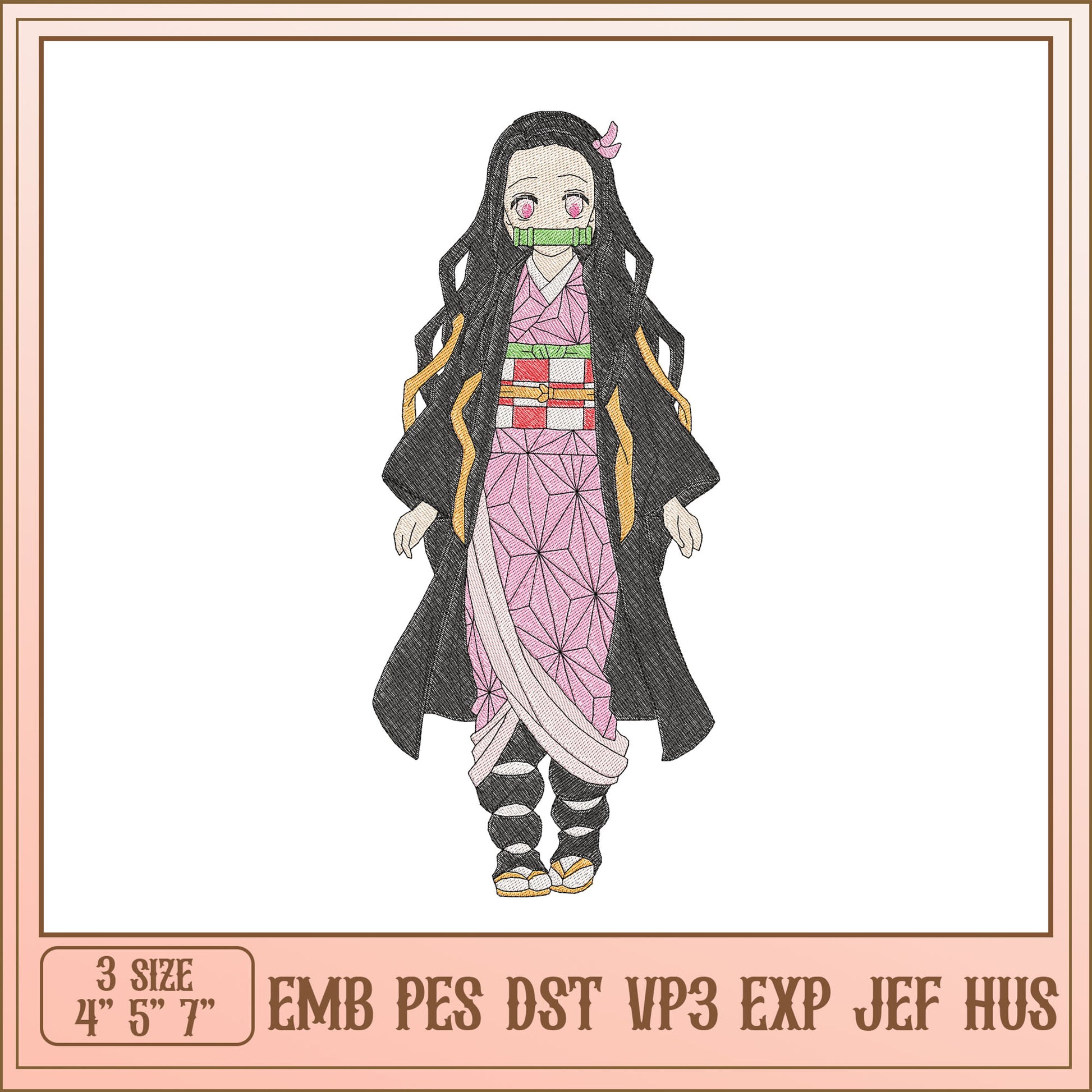 Nezuko Kamado Embroidery Design