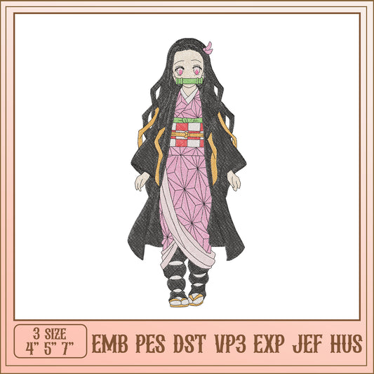Nezuko Kamado Embroidery Design