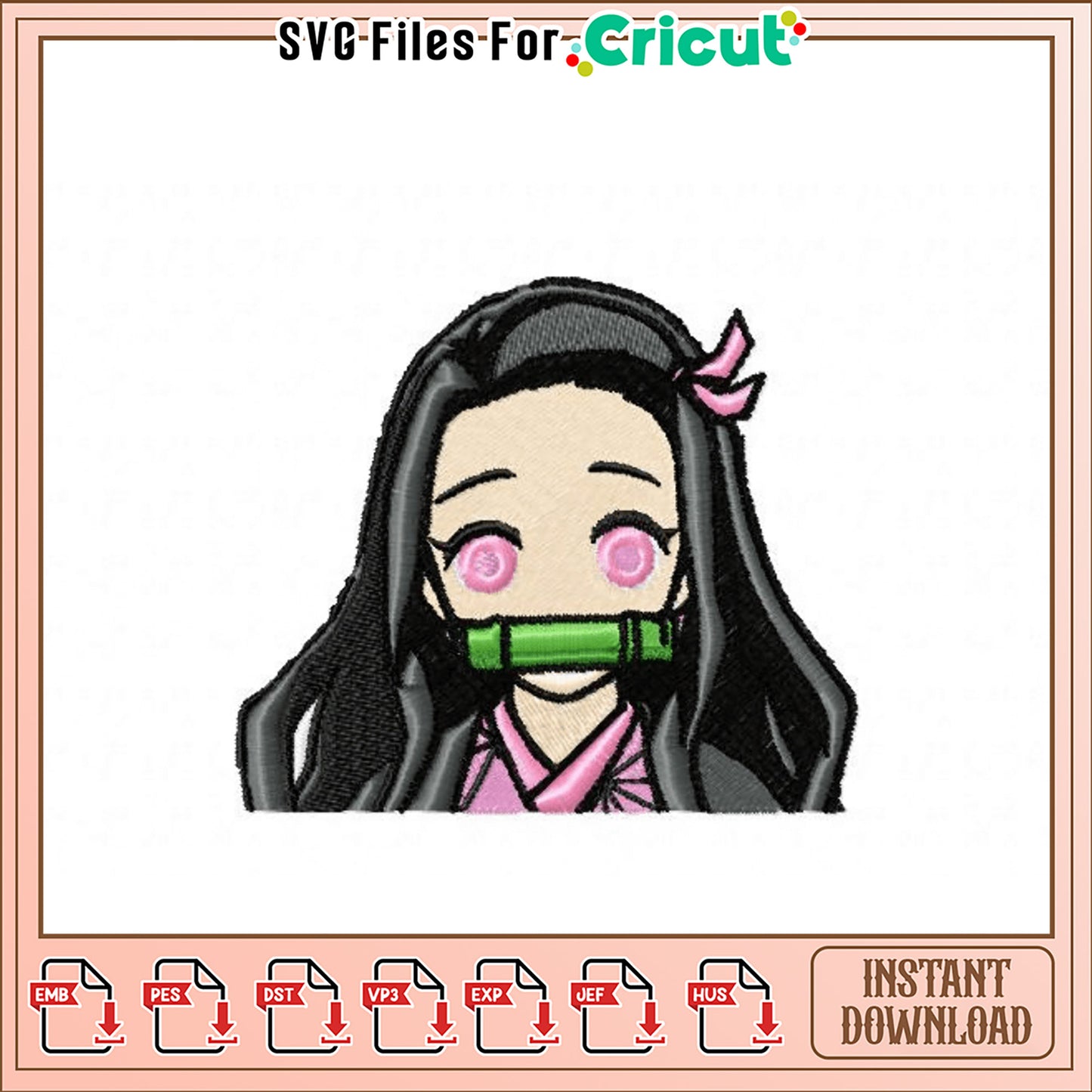 Nezuko Kamado Embroidery Design Instant Download