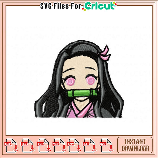 Nezuko Kamado Embroidery Design Instant Download