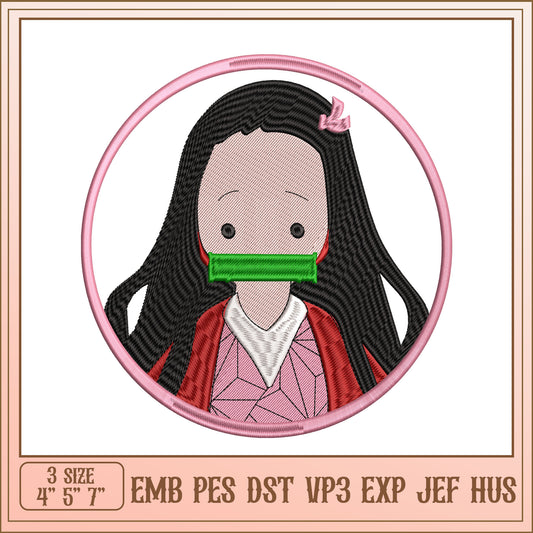 Nezuko Mask Embroidery Design