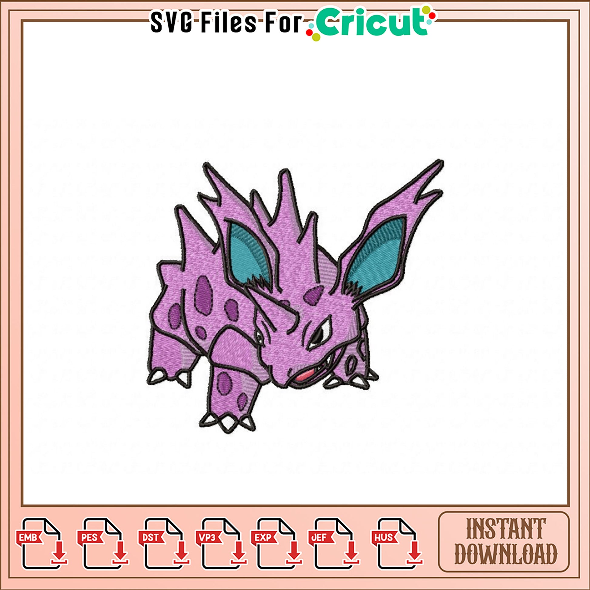 Nidoran Embroidery Design Instant Download