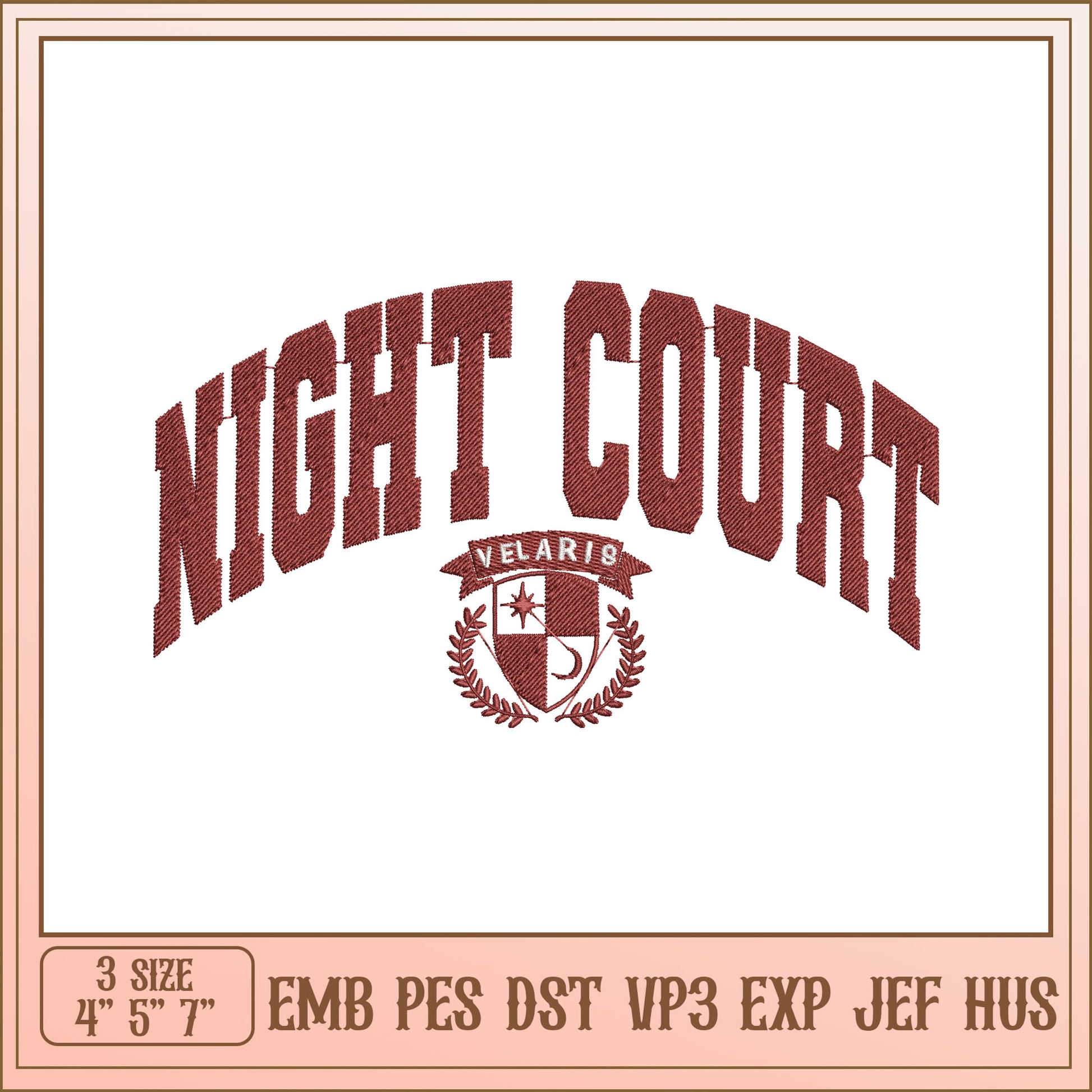Night Court Embroidery Design