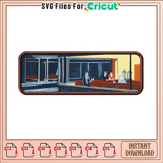 Nighthawks Embroidery Design Instant Download