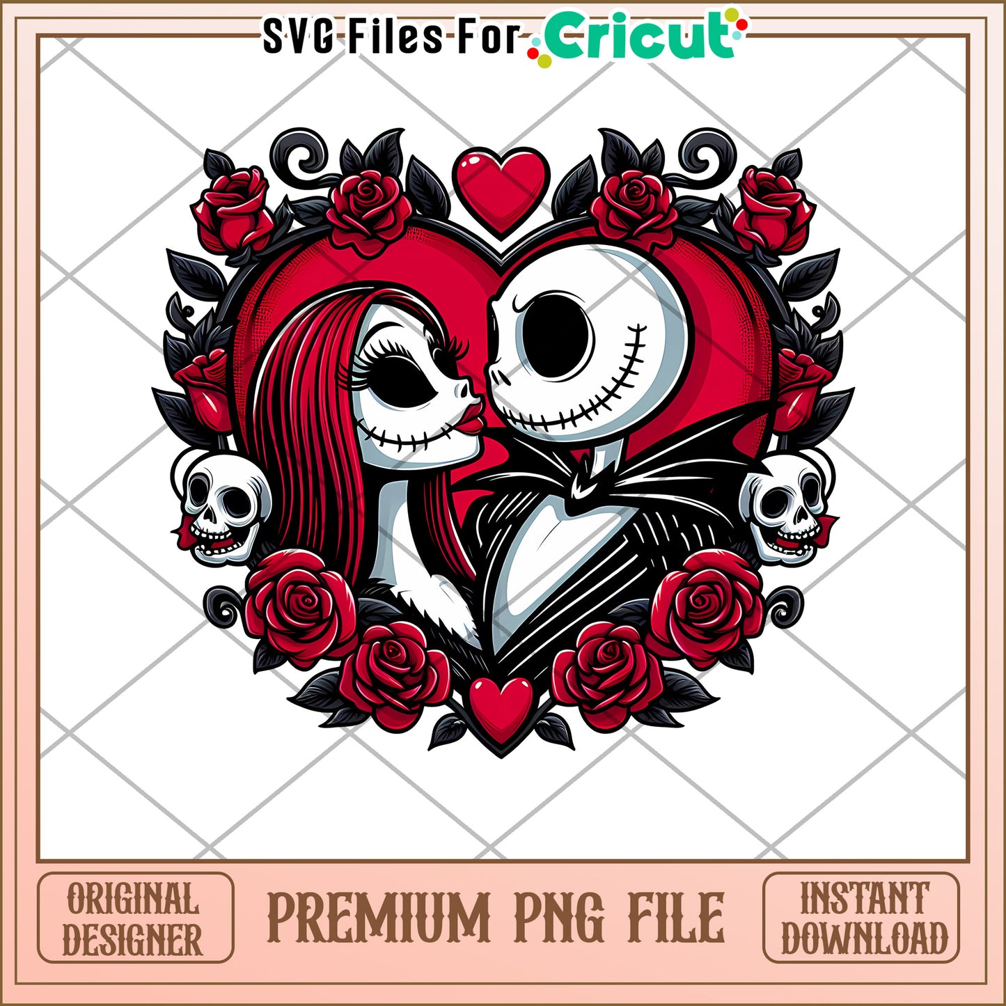 Nightmare Before Christmas PNG Sally & Jack Heart Design