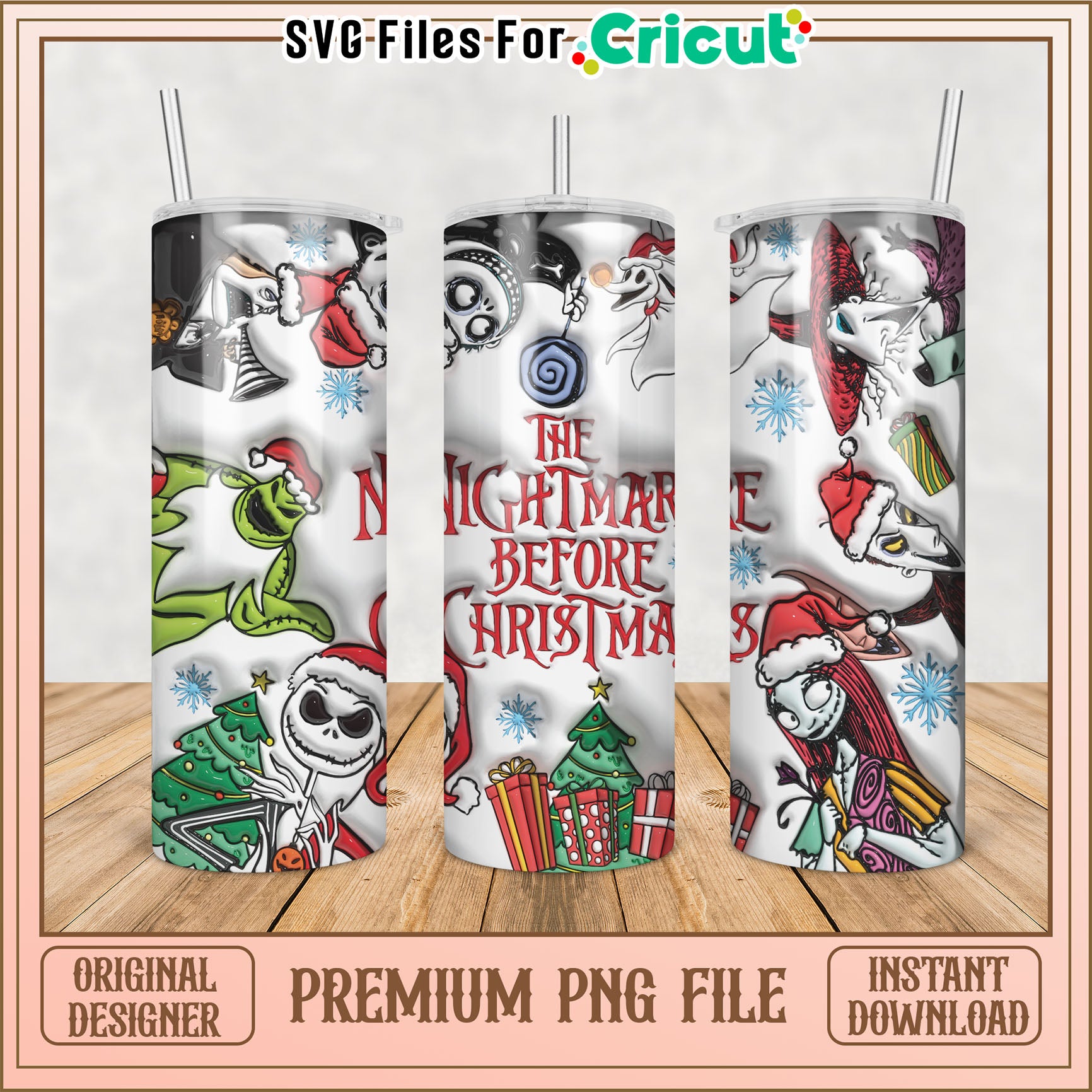 Nightmare Before Christmas PNG Tumbler