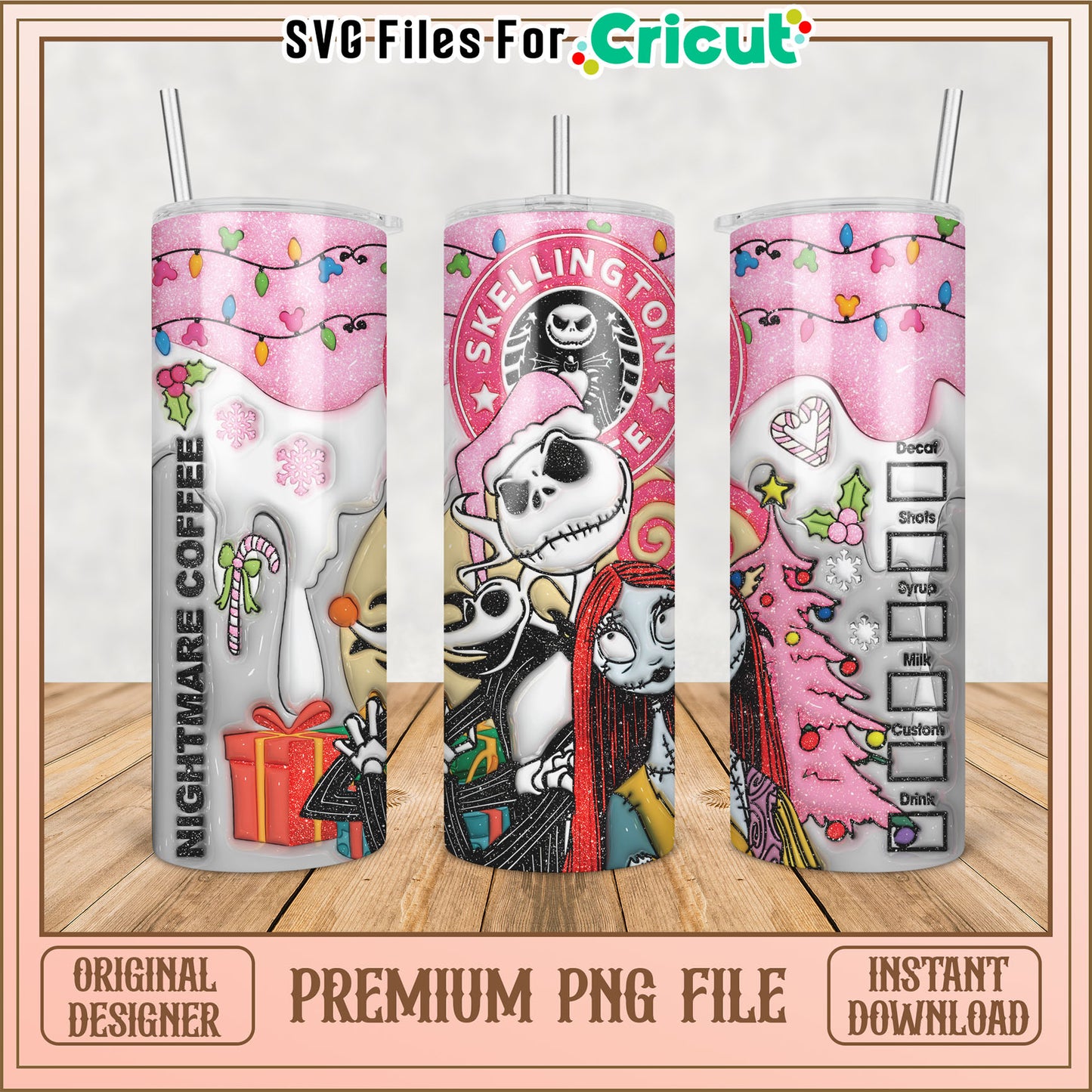 Nightmare Before Christmas PNG Tumbler Design