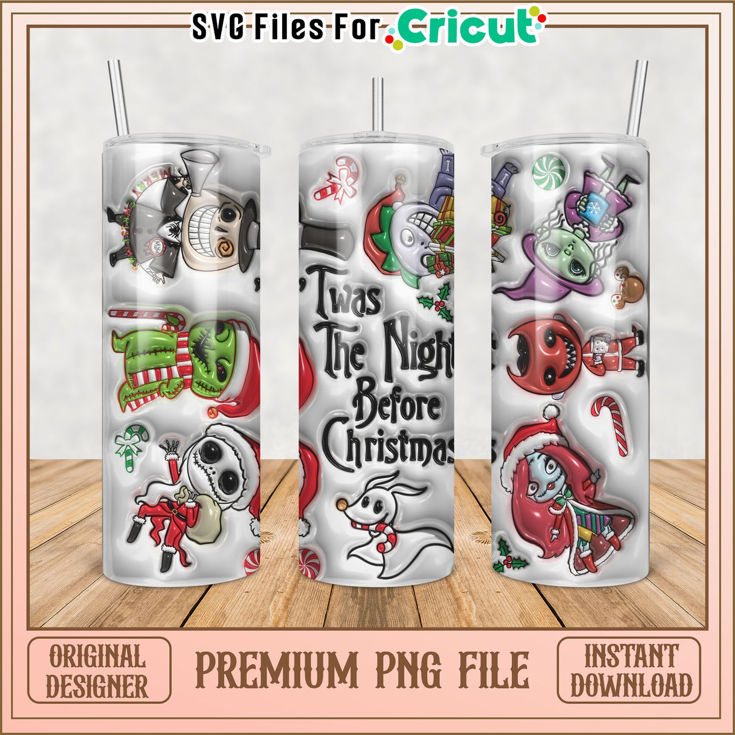 Nightmare Before Christmas Tumbler PNG Design