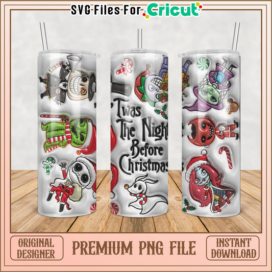 Nightmare Before Christmas Tumbler PNG Design