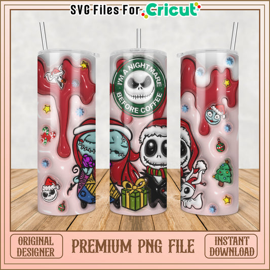 Nightmare Before Christmas Tumbler PNG Design for Cricut Use