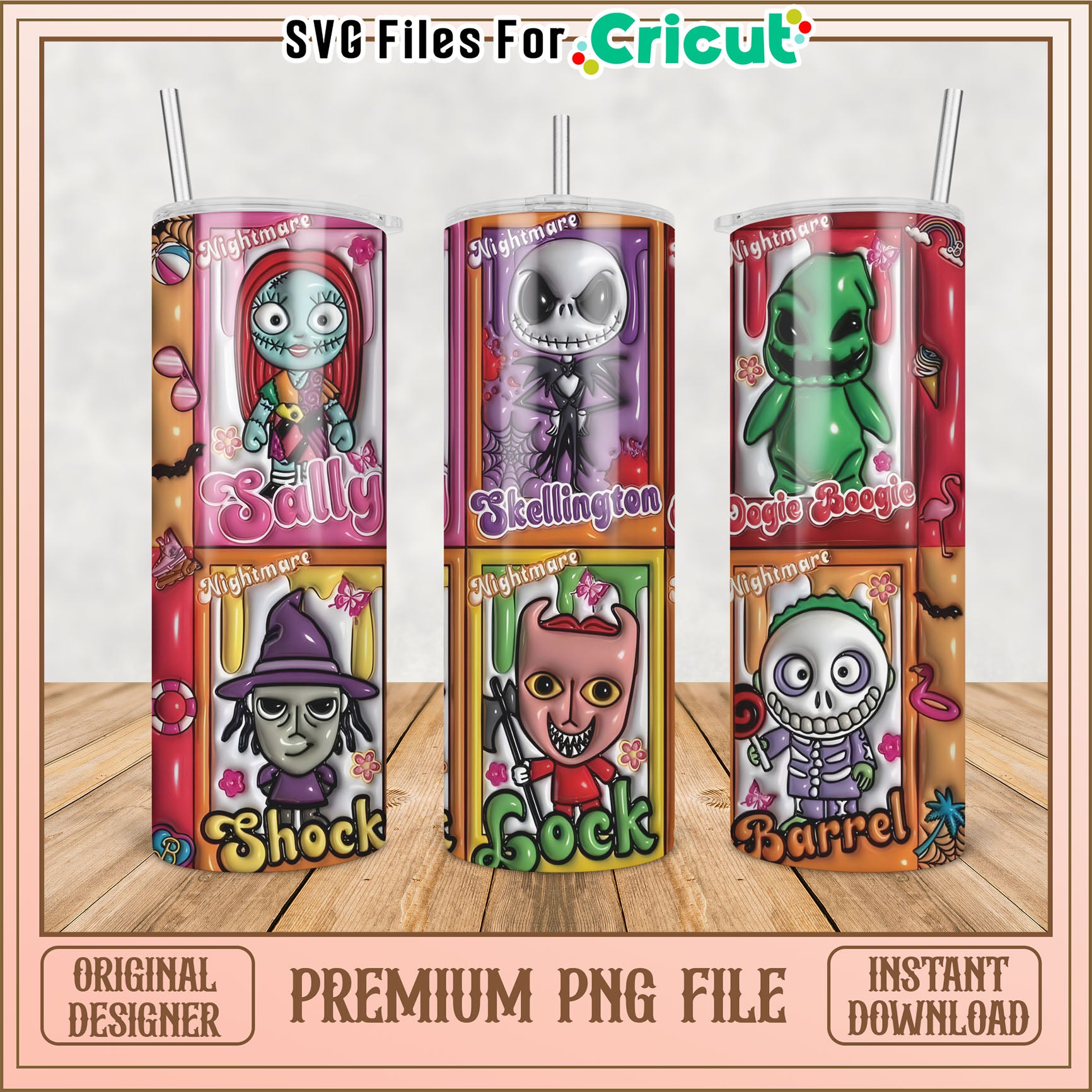 Nightmare Before Christmas Tumbler PNG Designs