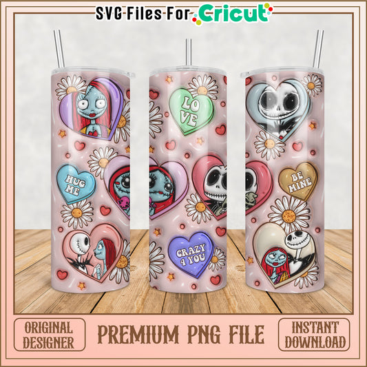 Nightmare Before Christmas Valentine Tumbler PNG