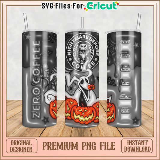 Nightmare Before Coffee Tumbler PNG