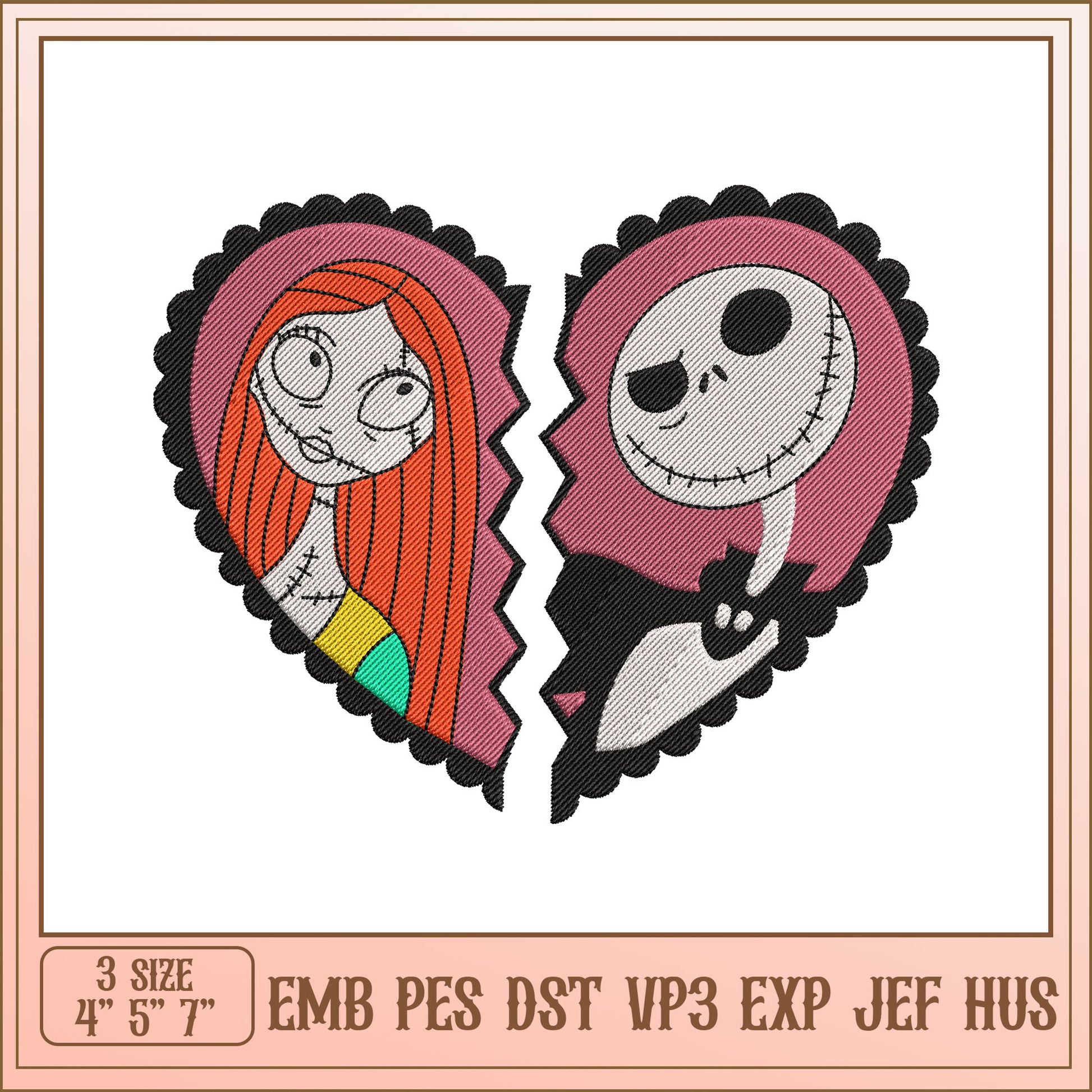 Nightmare Before XMas Broken Heart Embroidery