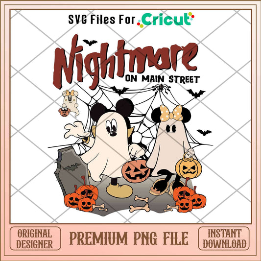 Nightmare On The Main Street Disney Mouse Halloween Ghost Spooky Vibes png,  Disney characters png, Digital Download
