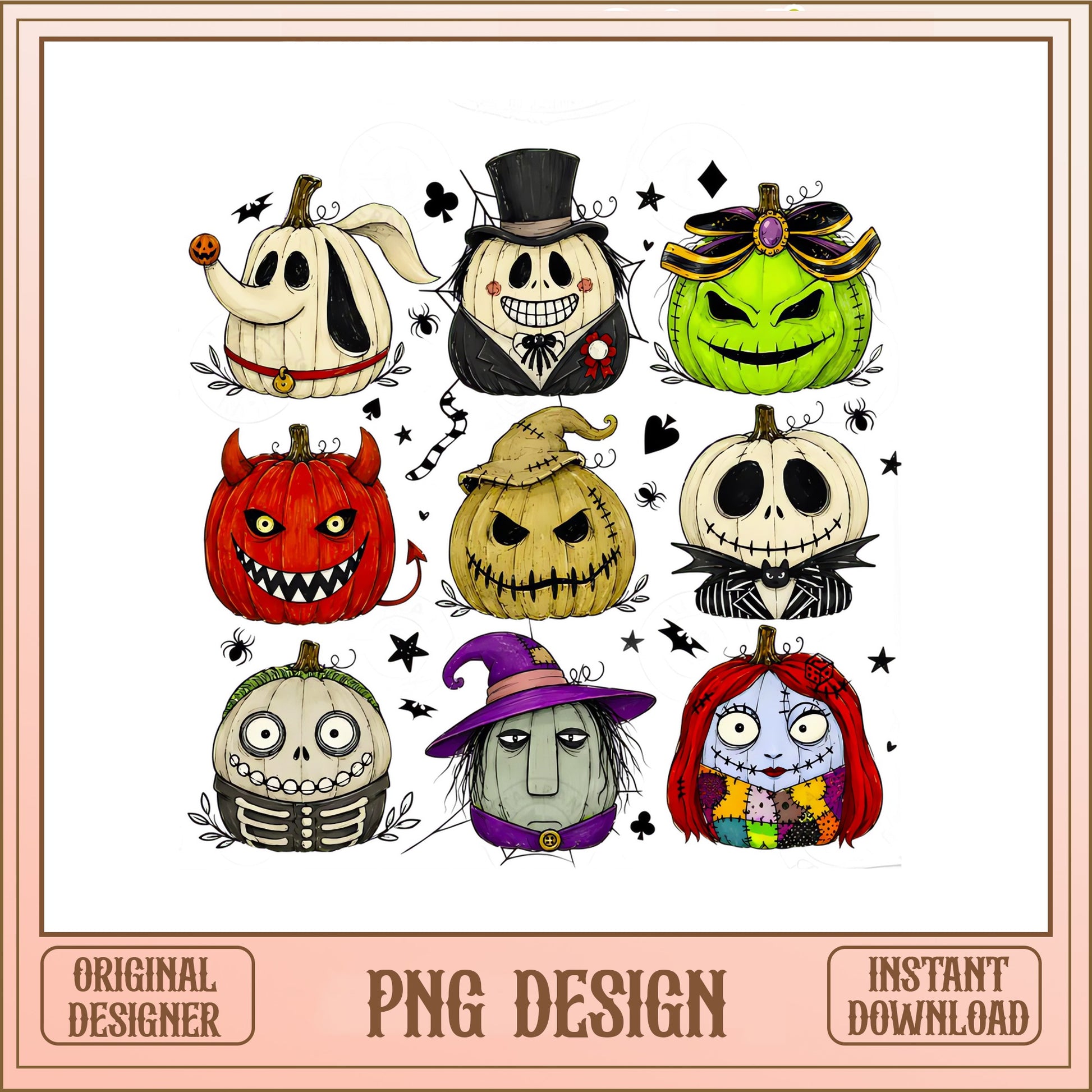 Nightmare Before Christmas Pumpkin PNG Bundle, Halloween PNG, Jack Sally PNG