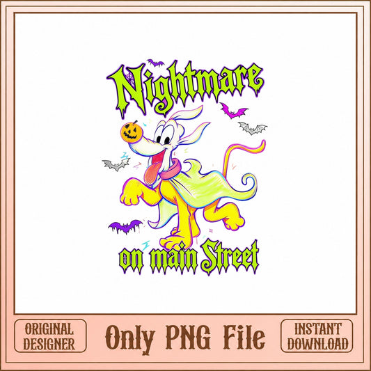 Nightmare On Main Street PNG, Halloween Dog Clipart, Retro PNG