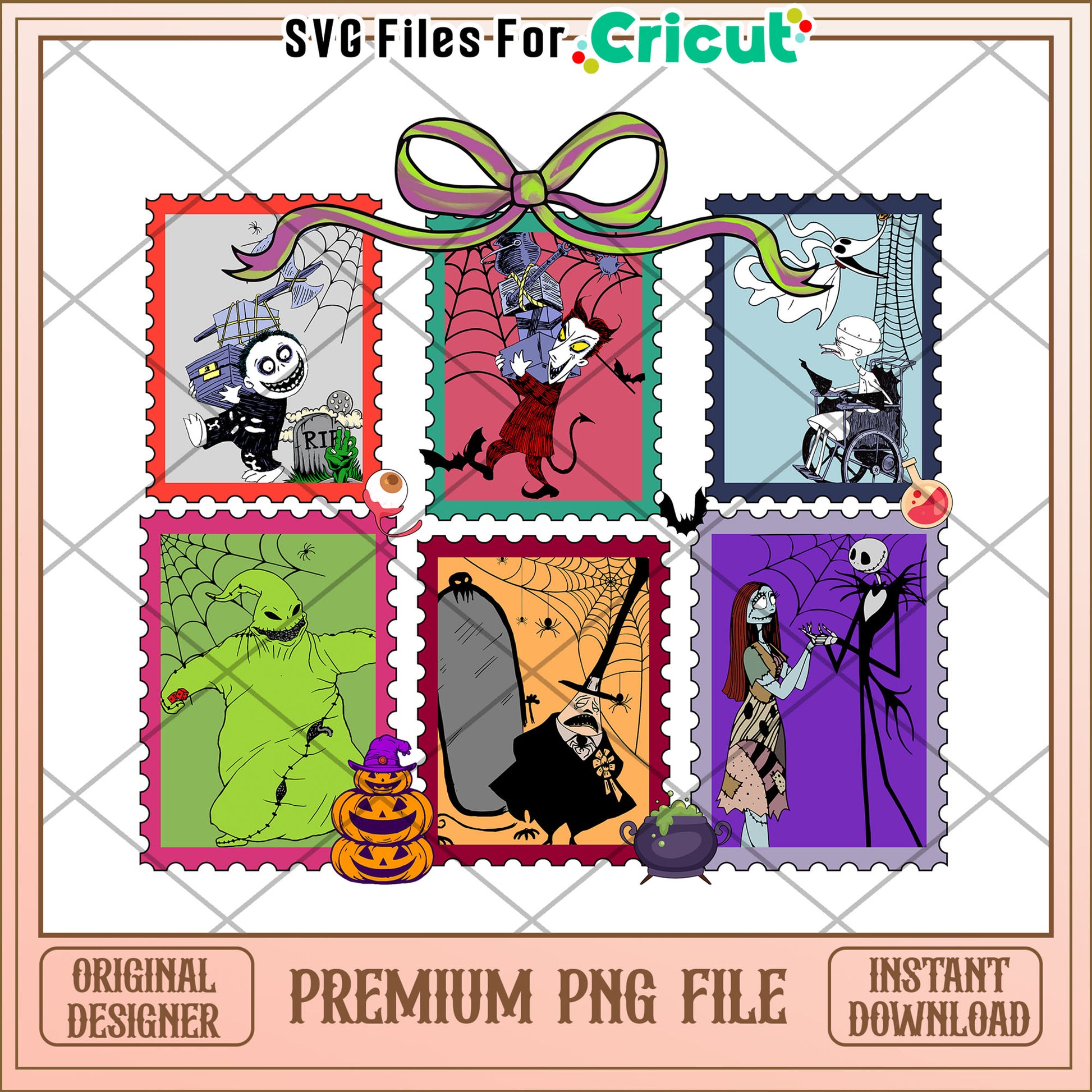 Nightmare before Hallowenn stamp png, halloween​ cartoons png, halloween decor png