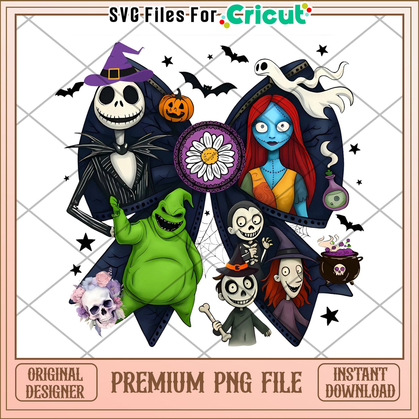 Nightmare before christmas png, spooky characters png, halloween candy​ png