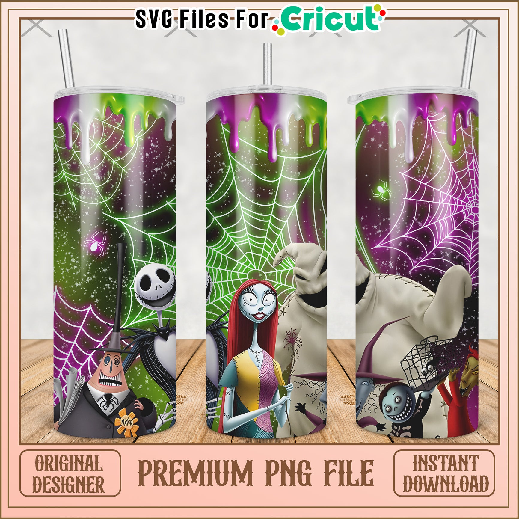 Nightmare before christmas tumbler png, horror movie png, halloween tumbler png (2)