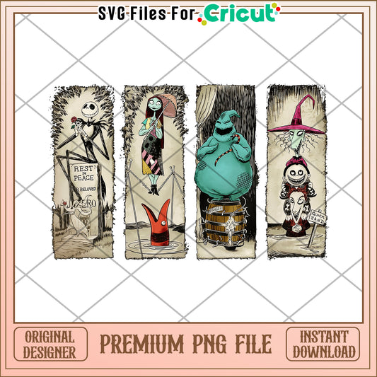 Nightmaree before christmas characters png, halloween costumes​ png, halloween desigin png