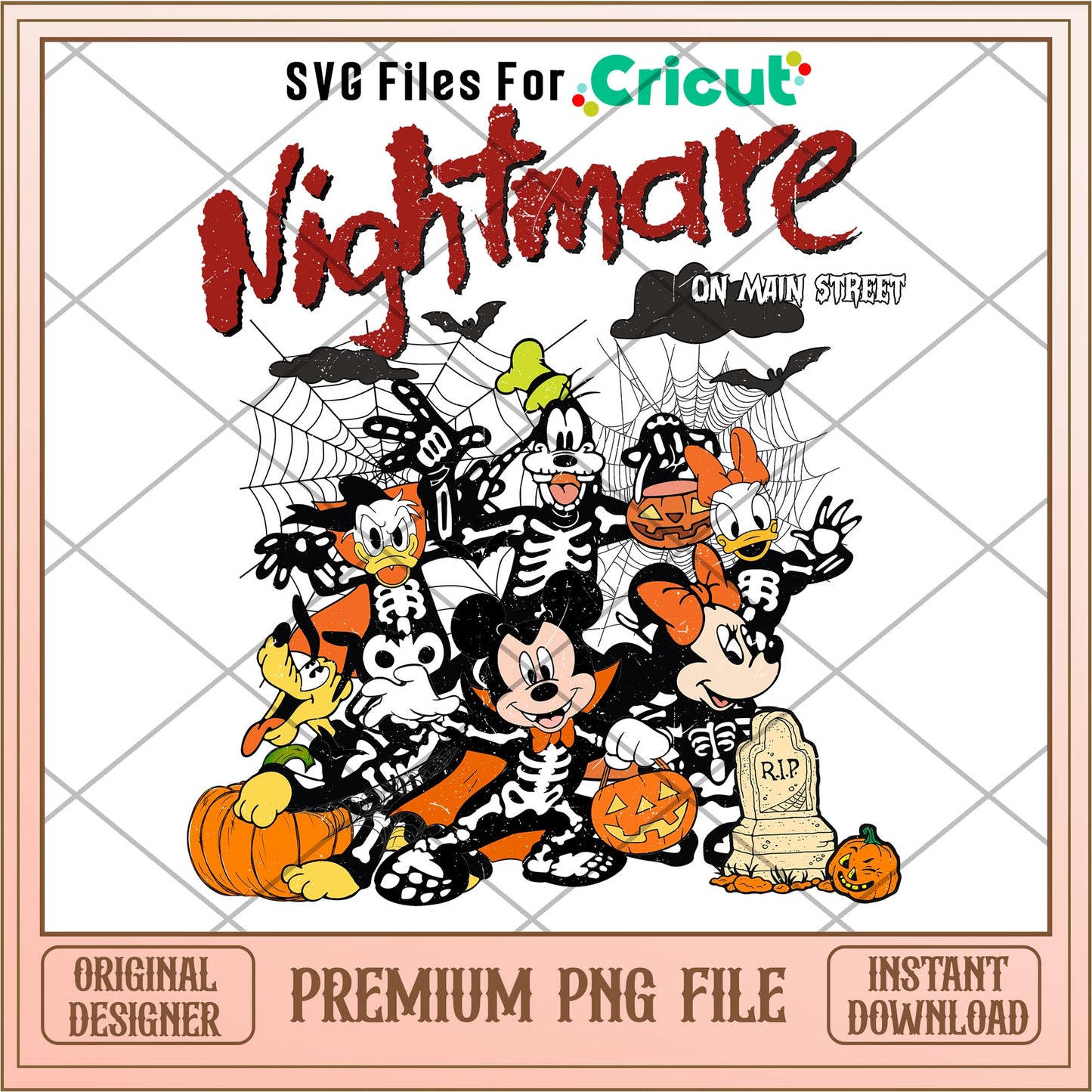 Nightmare on Main Street png, Disney characters png, Digital Download