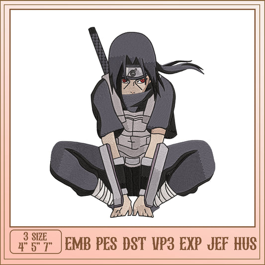 Ninja Style Embroidery Design for DIY Craft Projects 3 Sizes